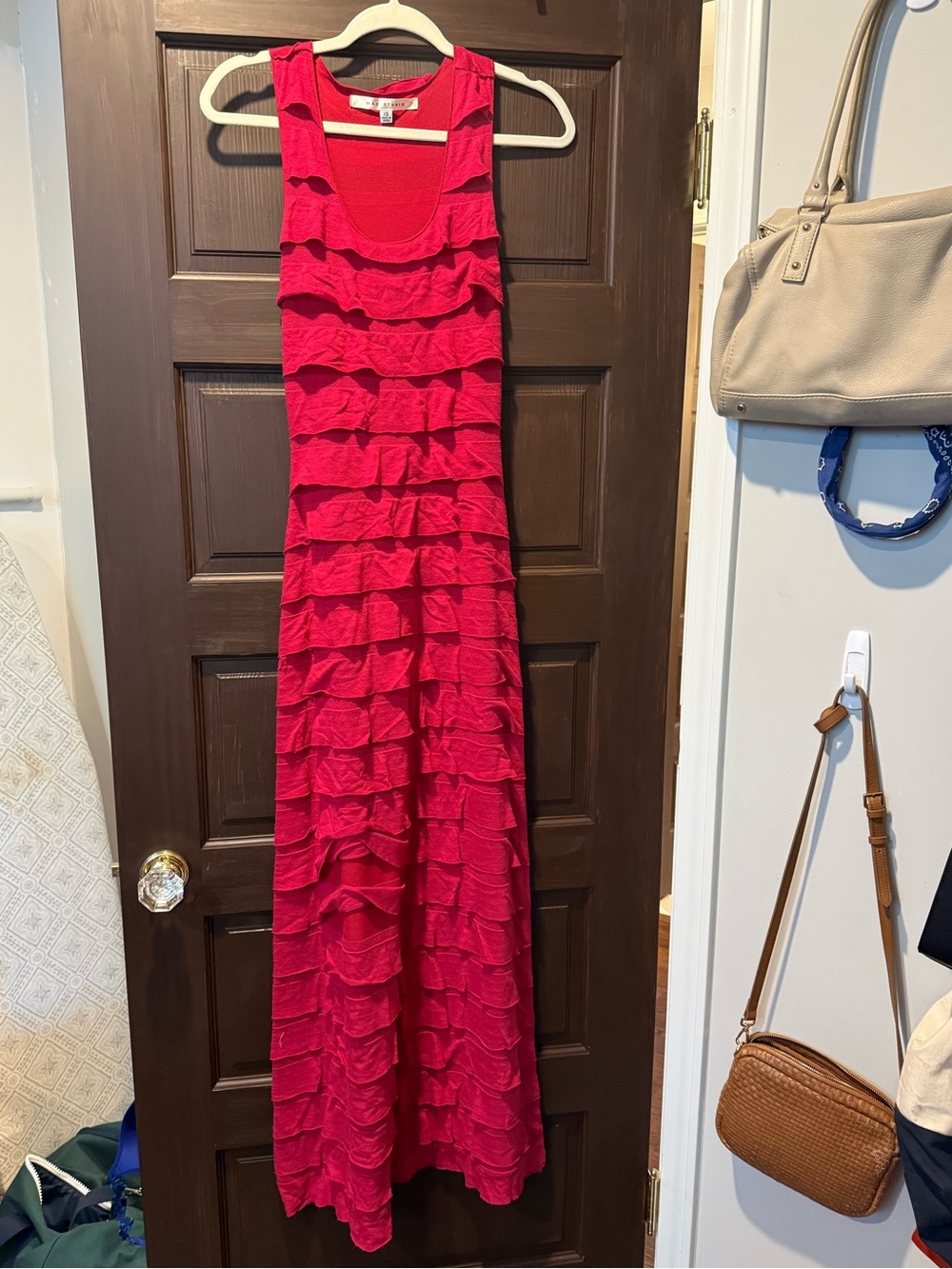 Max Studio Red Ruffled Sleeveless Maxi Dress